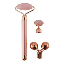 Load image into Gallery viewer, 3 in1 Electric Vibrating Natural Rose Quartz Jade Facial Roller_1